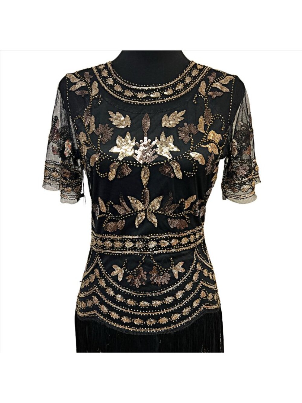 Unique Vintage 1920s Fit & Flare Midi Dress Short Sleeve Modest Belted Lace NWT - Picture 9 of 12
